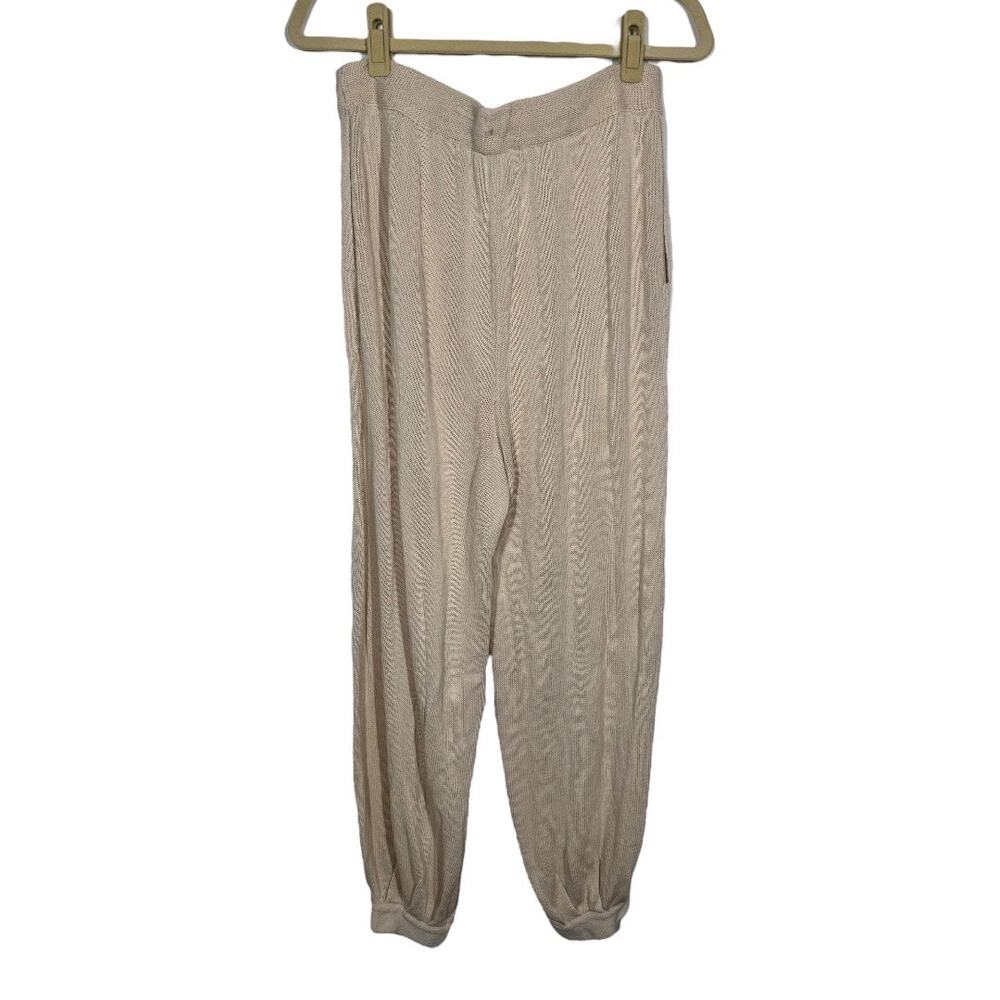 Free People FP Beach Tan Knit Joggers Medium Casual Lounge Pants Boho Loose - Picture 3 of 6